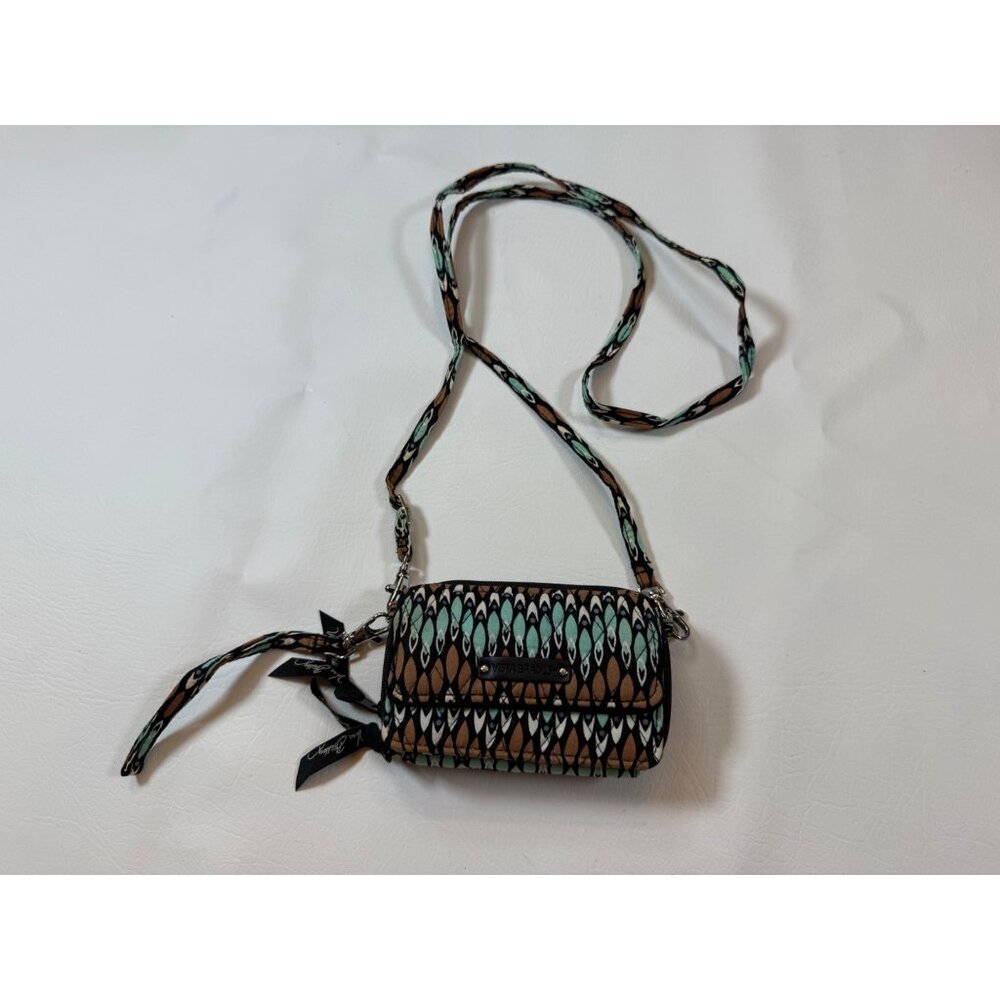 Vera Bradley Crossbody Wallet Sierra Stream Pattern Quilted Fabric, Retired